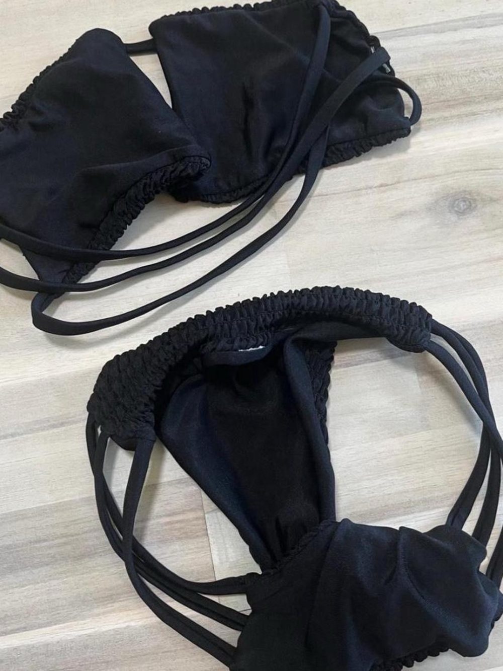 Indah Black Strappy Cutout Bandeau Bikini - Picture 6 of 6